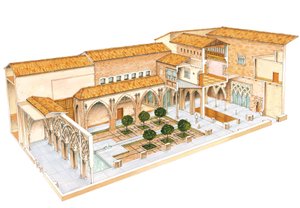 アルハフェリア。サラゴサ、スペイン。イスラムの宮殿。サンタイザベルの中庭。
